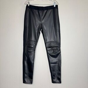 DENIM & SUPPLY Ralph Lauren Mixed Media Legging MED Black Faux Leather Moto Goth